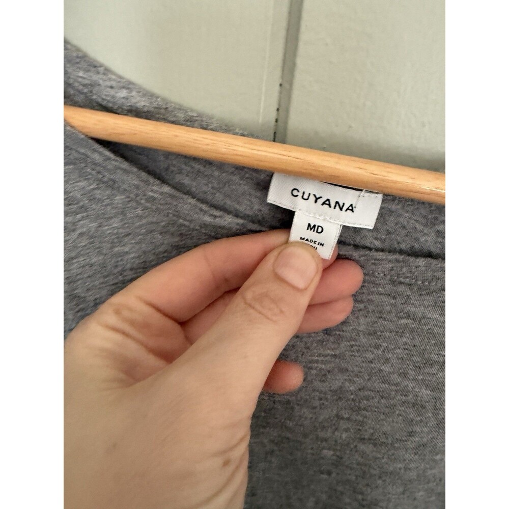 Cuyana Women's Lounge 2 Piece Set Top & Pants Heather Gray Pima Cotton Modal - Picture 4 of 7